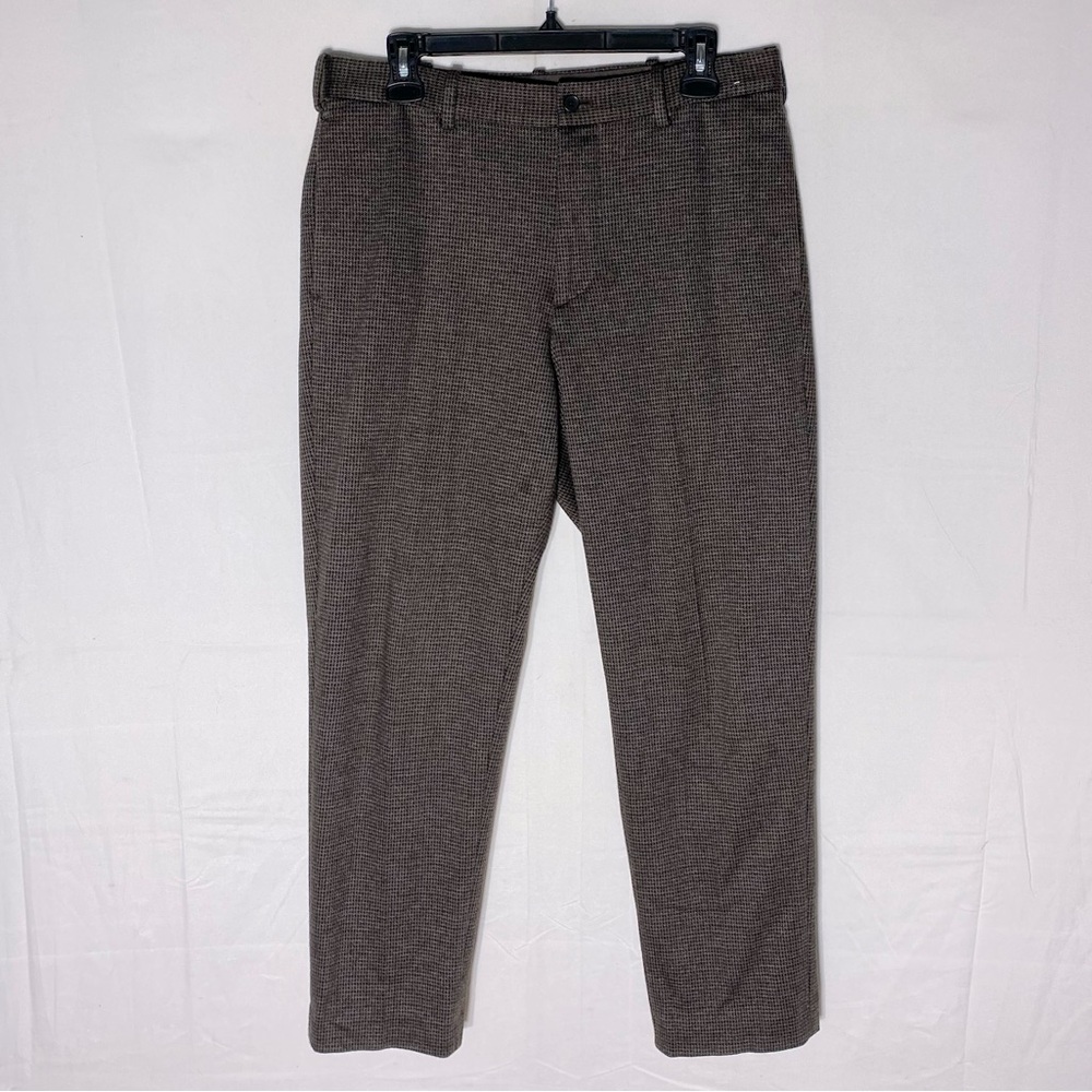 Uniqlo Brown Micro Houndstooth Straight Leg Pants 30